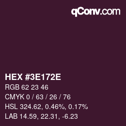 Color code: HEX #3E172E | qconv.com