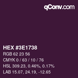 Color code: HEX #3E1738 | qconv.com