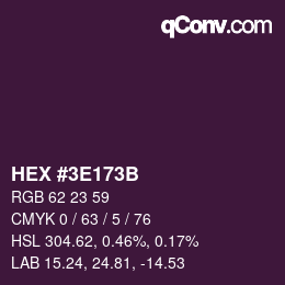 Color code: HEX #3E173B | qconv.com