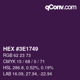 Color code: HEX #3E1749 | qconv.com