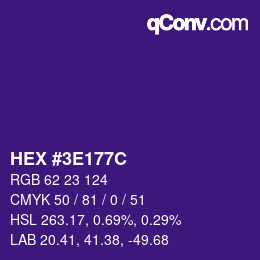 Color code: HEX #3E177C | qconv.com