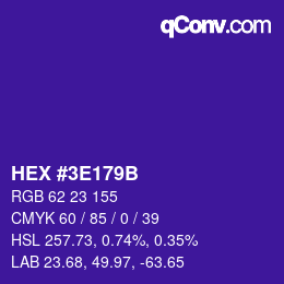 Color code: HEX #3E179B | qconv.com