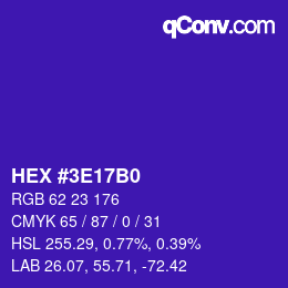 Color code: HEX #3E17B0 | qconv.com