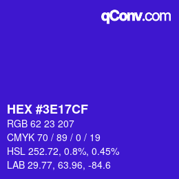 Color code: HEX #3E17CF | qconv.com