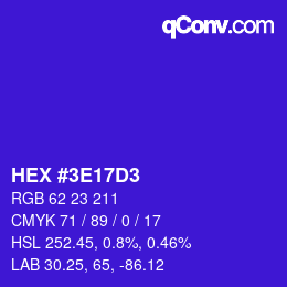 Color code: HEX #3E17D3 | qconv.com
