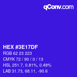 Color code: HEX #3E17DF | qconv.com