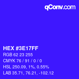 Color code: HEX #3E17FF | qconv.com
