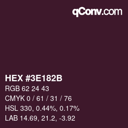 Color code: HEX #3E182B | qconv.com