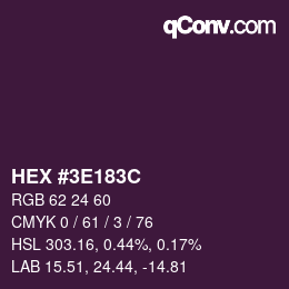 Color code: HEX #3E183C | qconv.com