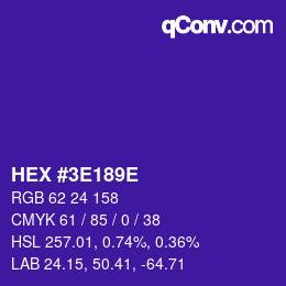 Color code: HEX #3E189E | qconv.com