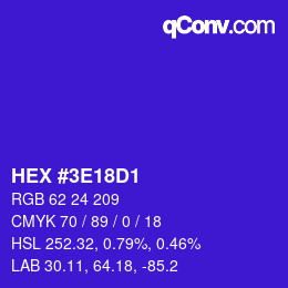 Color code: HEX #3E18D1 | qconv.com