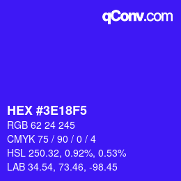 Color code: HEX #3E18F5 | qconv.com