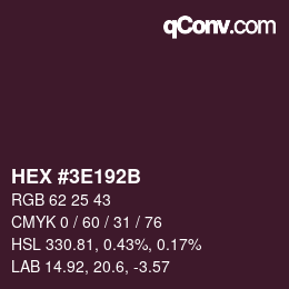 Color code: HEX #3E192B | qconv.com