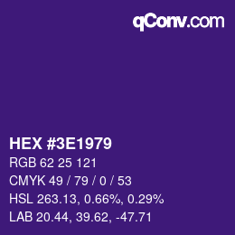 Color code: HEX #3E1979 | qconv.com