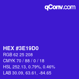 Color code: HEX #3E19D0 | qconv.com