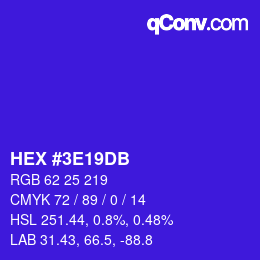 Color code: HEX #3E19DB | qconv.com