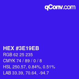 Color code: HEX #3E19EB | qconv.com