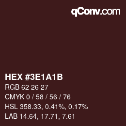 Color code: HEX #3E1A1B | qconv.com