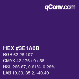 Color code: HEX #3E1A6B | qconv.com