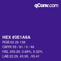 Color code: HEX #3E1A8A | qconv.com