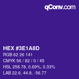 Color code: HEX #3E1A8D | qconv.com