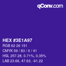 Color code: HEX #3E1A97 | qconv.com