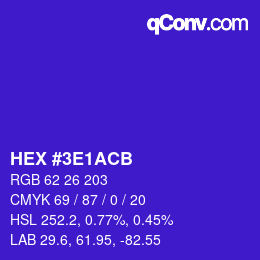 Color code: HEX #3E1ACB | qconv.com