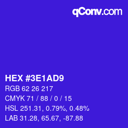 Color code: HEX #3E1AD9 | qconv.com