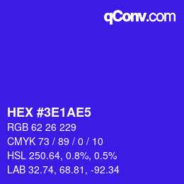 Color code: HEX #3E1AE5 | qconv.com