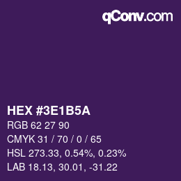 Color code: HEX #3E1B5A | qconv.com