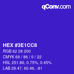 Color code: HEX #3E1CC8 | qconv.com