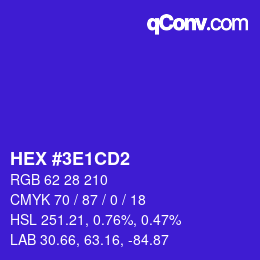 カラーコード: HEX #3E1CD2 | qconv.com