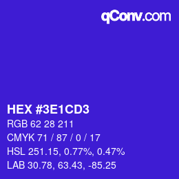 Color code: HEX #3E1CD3 | qconv.com