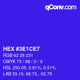 Color code: HEX #3E1CE7 | qconv.com
