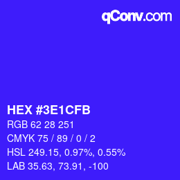 Color code: HEX #3E1CFB | qconv.com