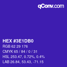 Color code: HEX #3E1DB0 | qconv.com