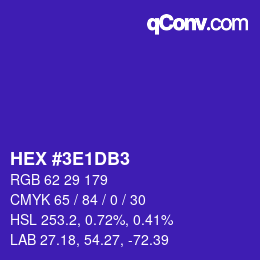 Color code: HEX #3E1DB3 | qconv.com