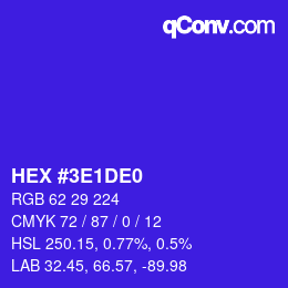 Color code: HEX #3E1DE0 | qconv.com