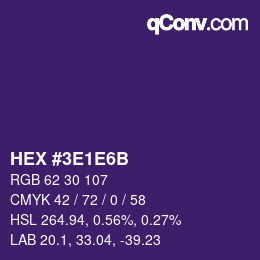 Color code: HEX #3E1E6B | qconv.com