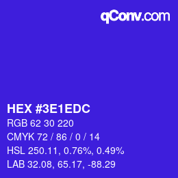 Color code: HEX #3E1EDC | qconv.com