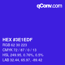 Color code: HEX #3E1EDF | qconv.com