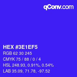 Color code: HEX #3E1EF5 | qconv.com