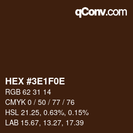 Color code: HEX #3E1F0E | qconv.com