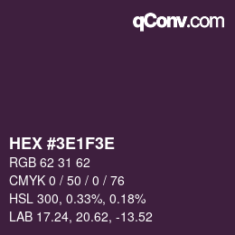 Color code: HEX #3E1F3E | qconv.com