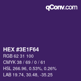 Color code: HEX #3E1F64 | qconv.com