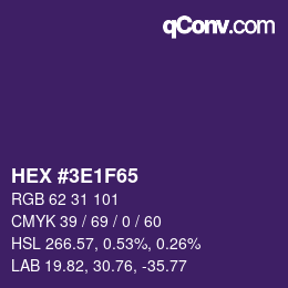 Color code: HEX #3E1F65 | qconv.com