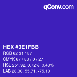 Color code: HEX #3E1FBB | qconv.com