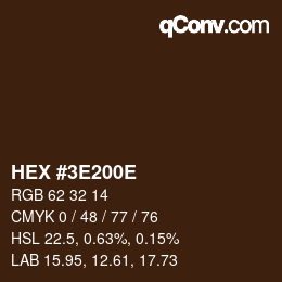 Color code: HEX #3E200E | qconv.com