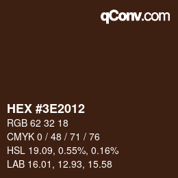 カラーコード: HEX #3E2012 | qconv.com