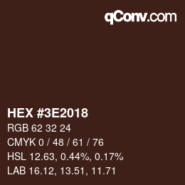 Color code: HEX #3E2018 | qconv.com